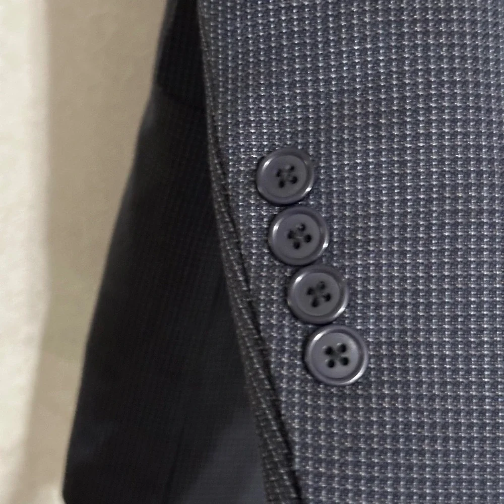 Adolfo Navy Blue Silk Wool Blend Blazer Suit Jacket 3 Button Notched Pattern 42R